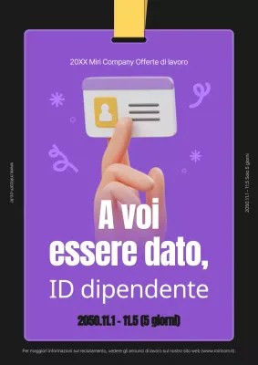 Promuovete i posti di lavoro con una semplice combinazione di colori viola e giallo.