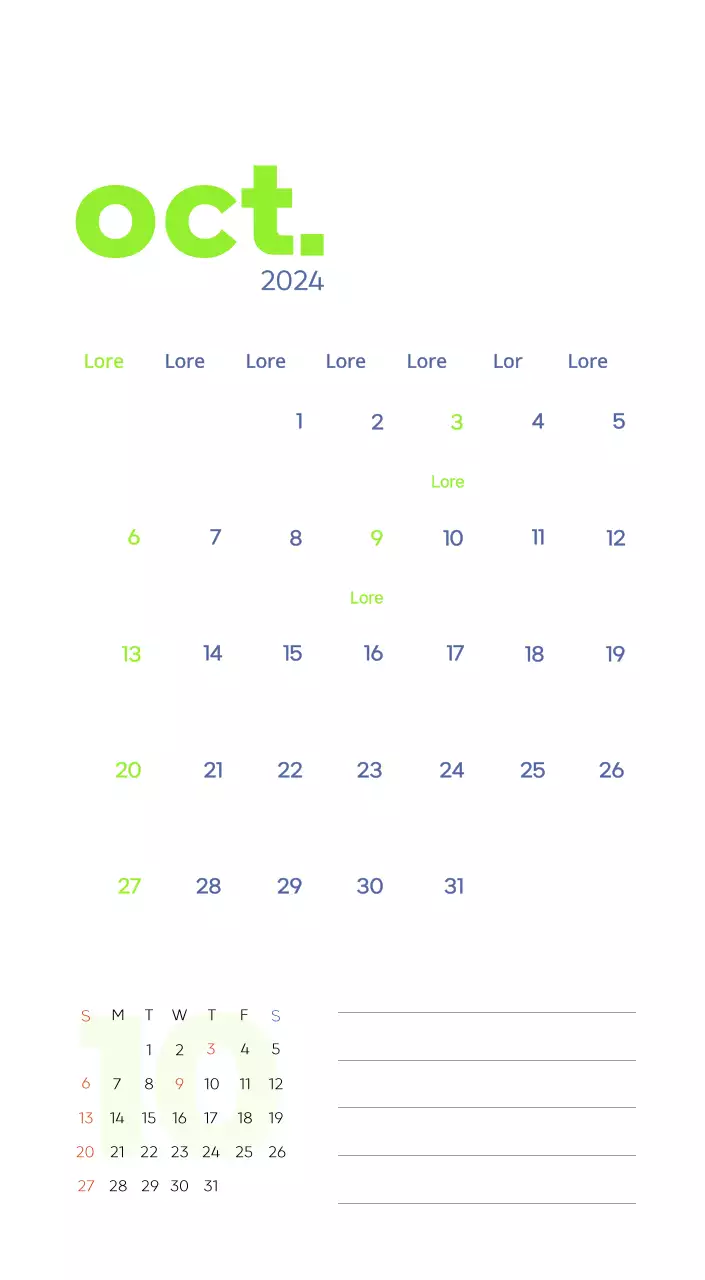 Calendrier de travail avec de belles illustrations