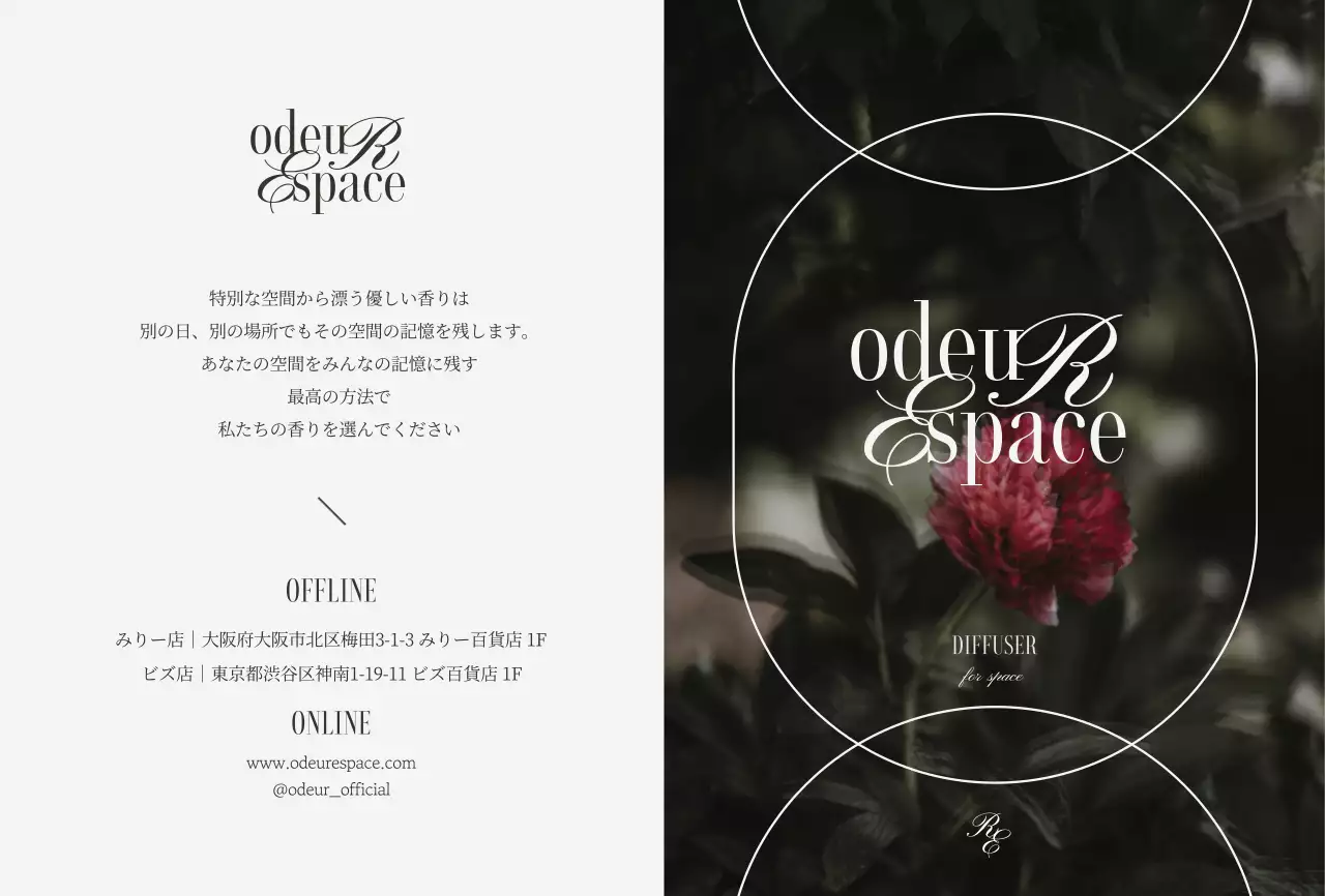 落ち着いた色合いのヴィンテージ感のある花のイメージがある高級感のあるディフューザー商品紹介用