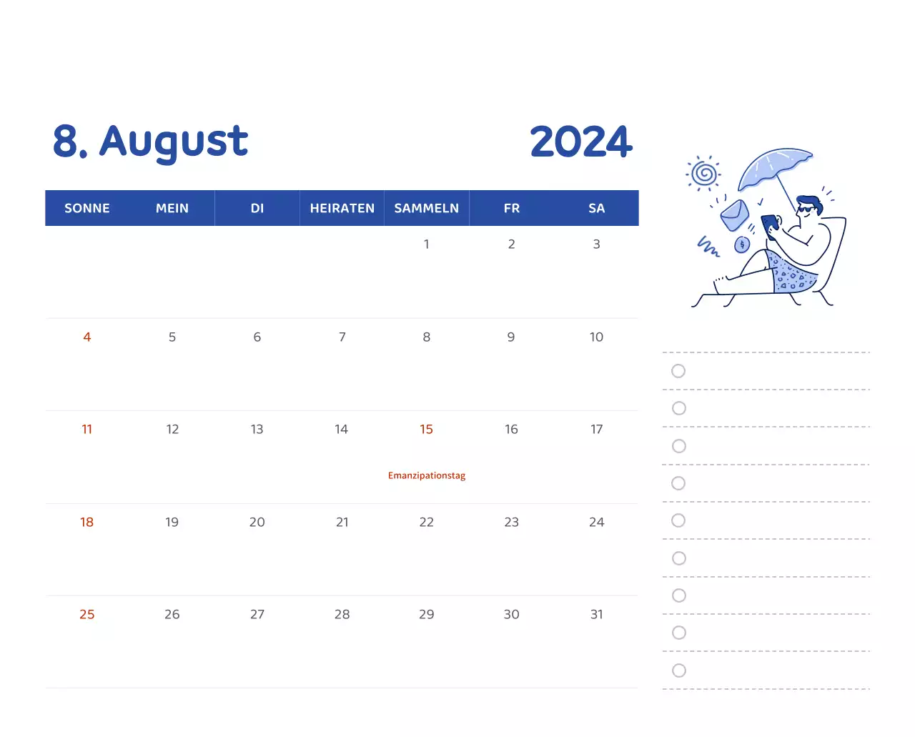 Ein Kalender mit farbenfrohen, emotionalen Illustrationen