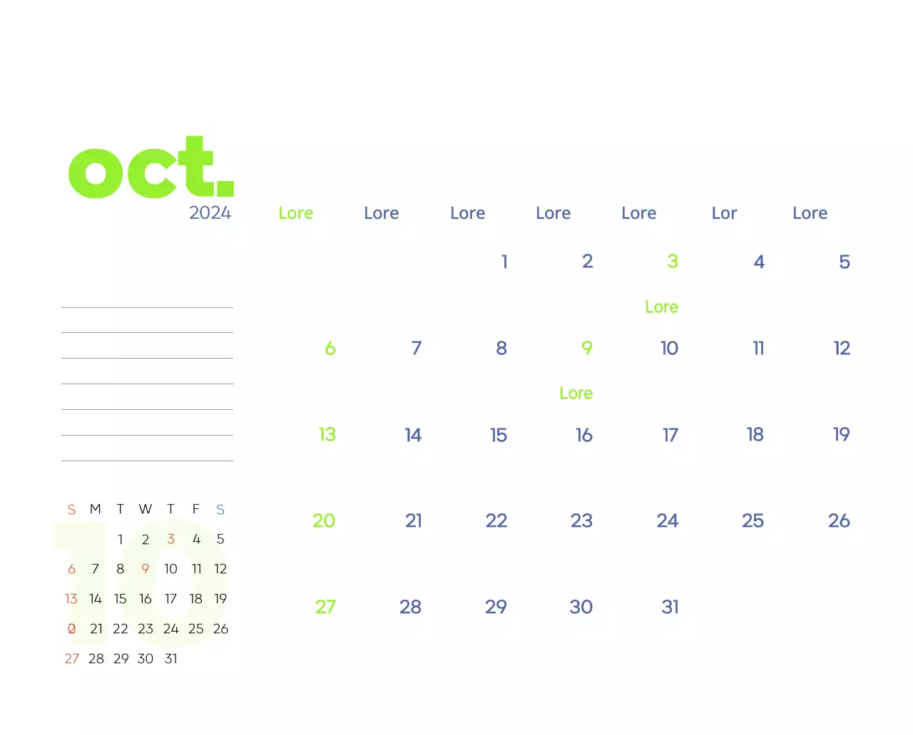 Calendrier de travail avec de belles illustrations