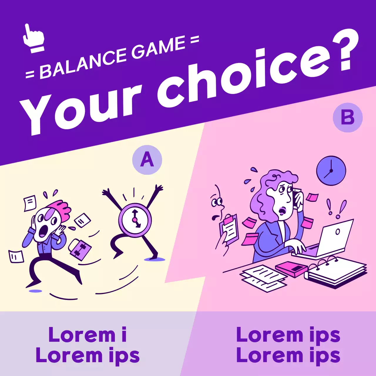 Purple Comic Balance Guide Social Media Post
