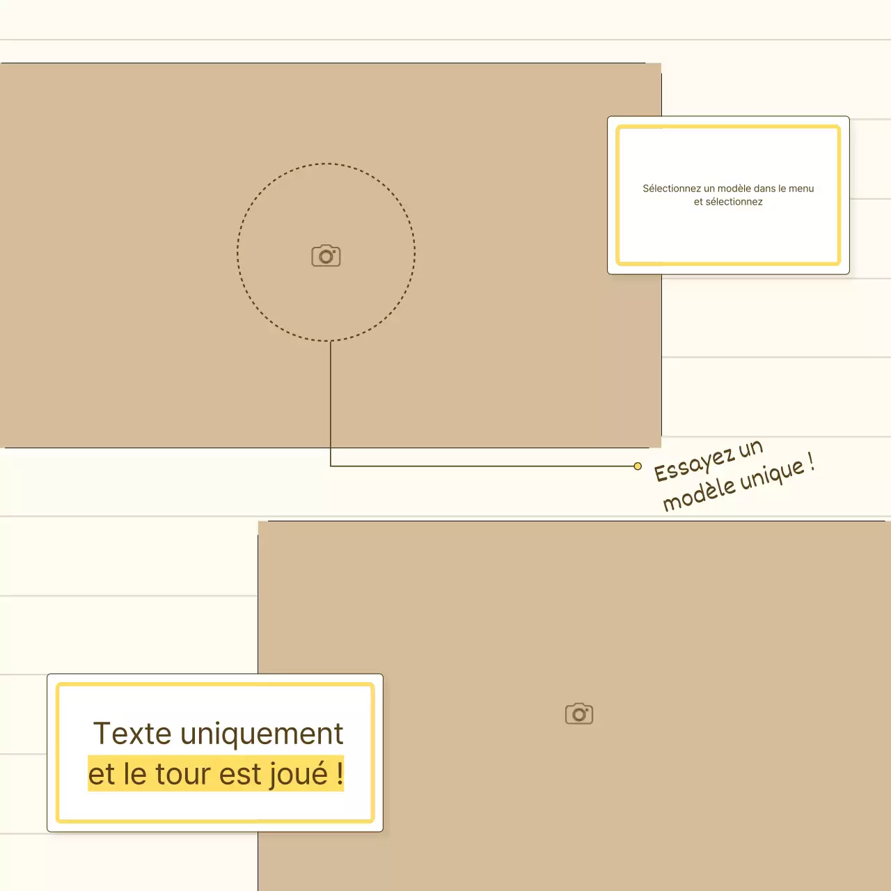 Une présentation de produit simple en jaune et beige