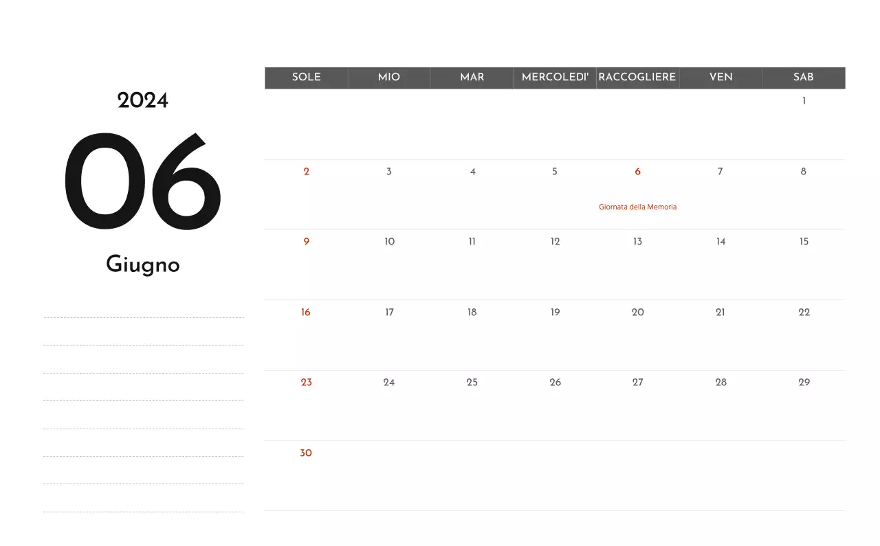 Un semplice calendario aziendale in grigio