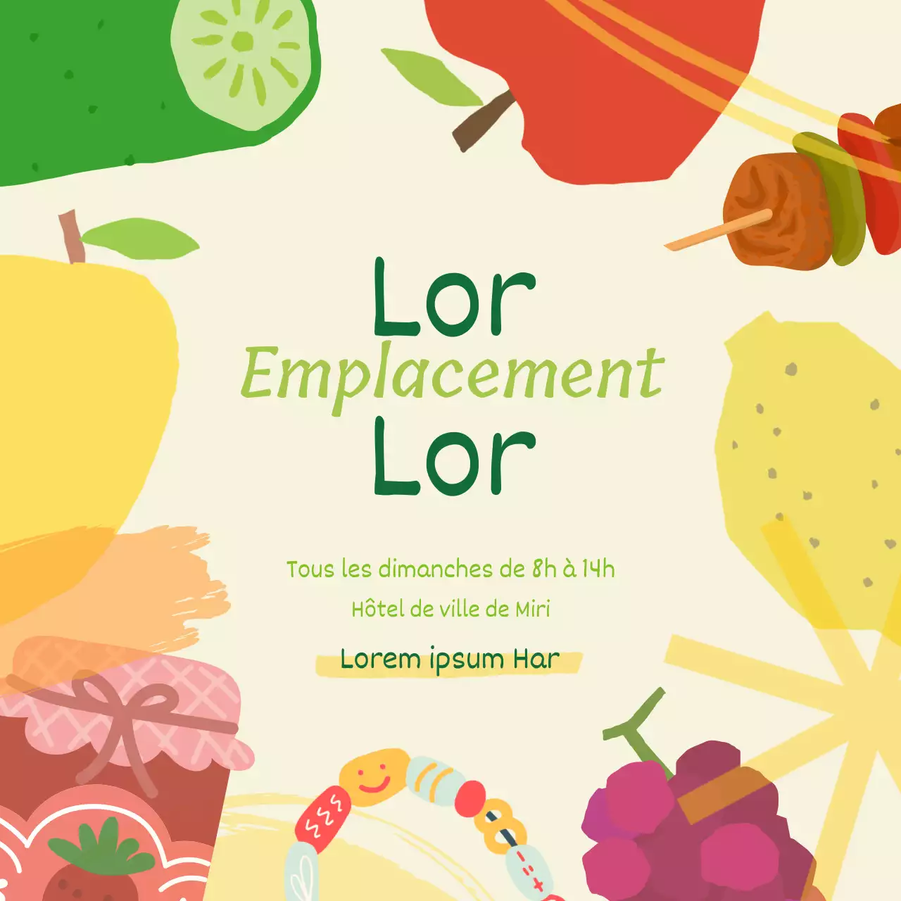 Promouvoir votre marché local avec des illustrations colorées et plates