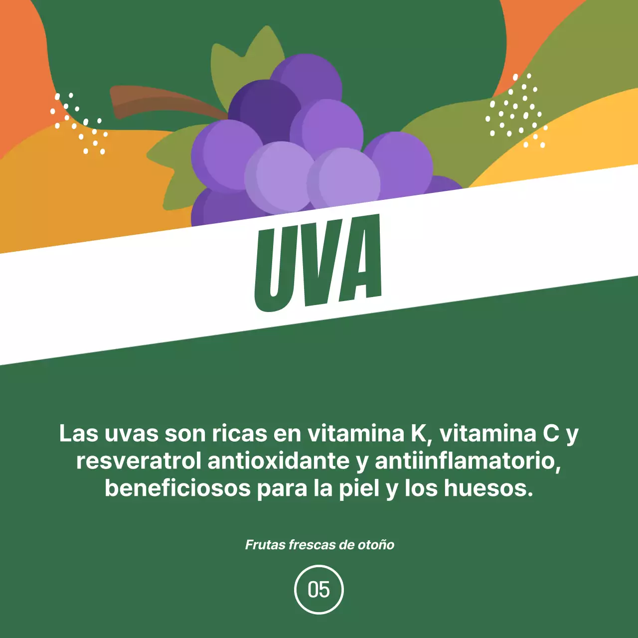Promover la fruta de temporada con un toque de naranja y verde