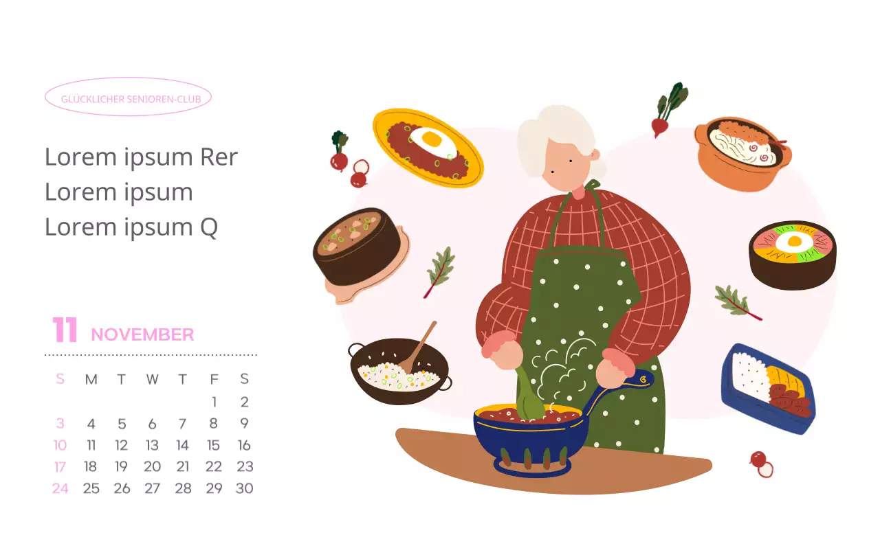 Arbeitskalender mit schönen Illustrationen