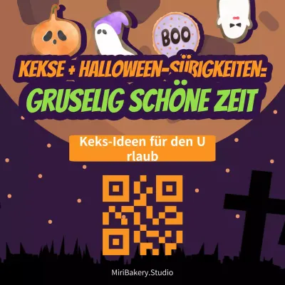 Fantastische Halloween-Kekswerbung in Lila und Orange