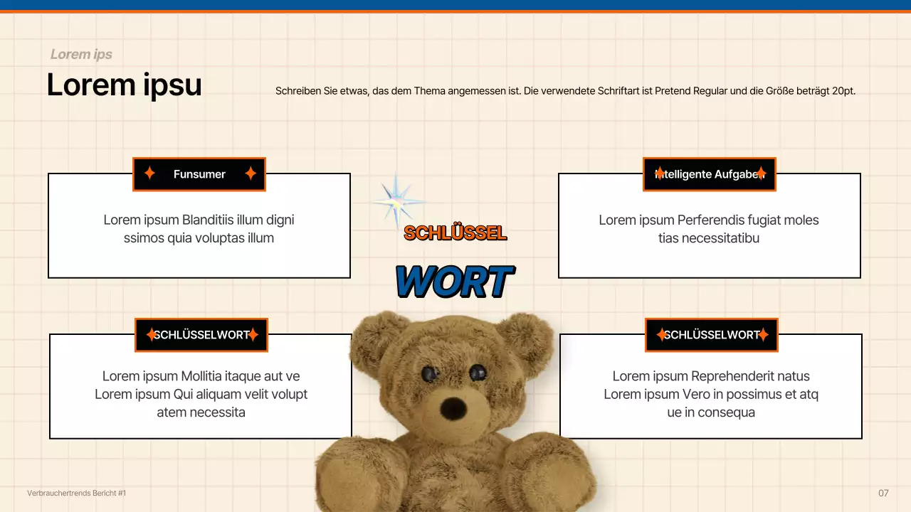 Kitschiger Verbrauchertrendbericht in Blau und Orange