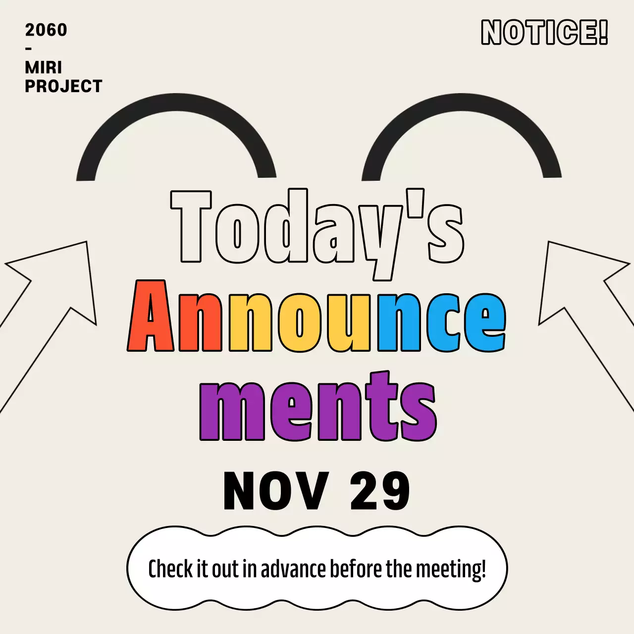 Colorful Simple Announcements Notice Social Media Post