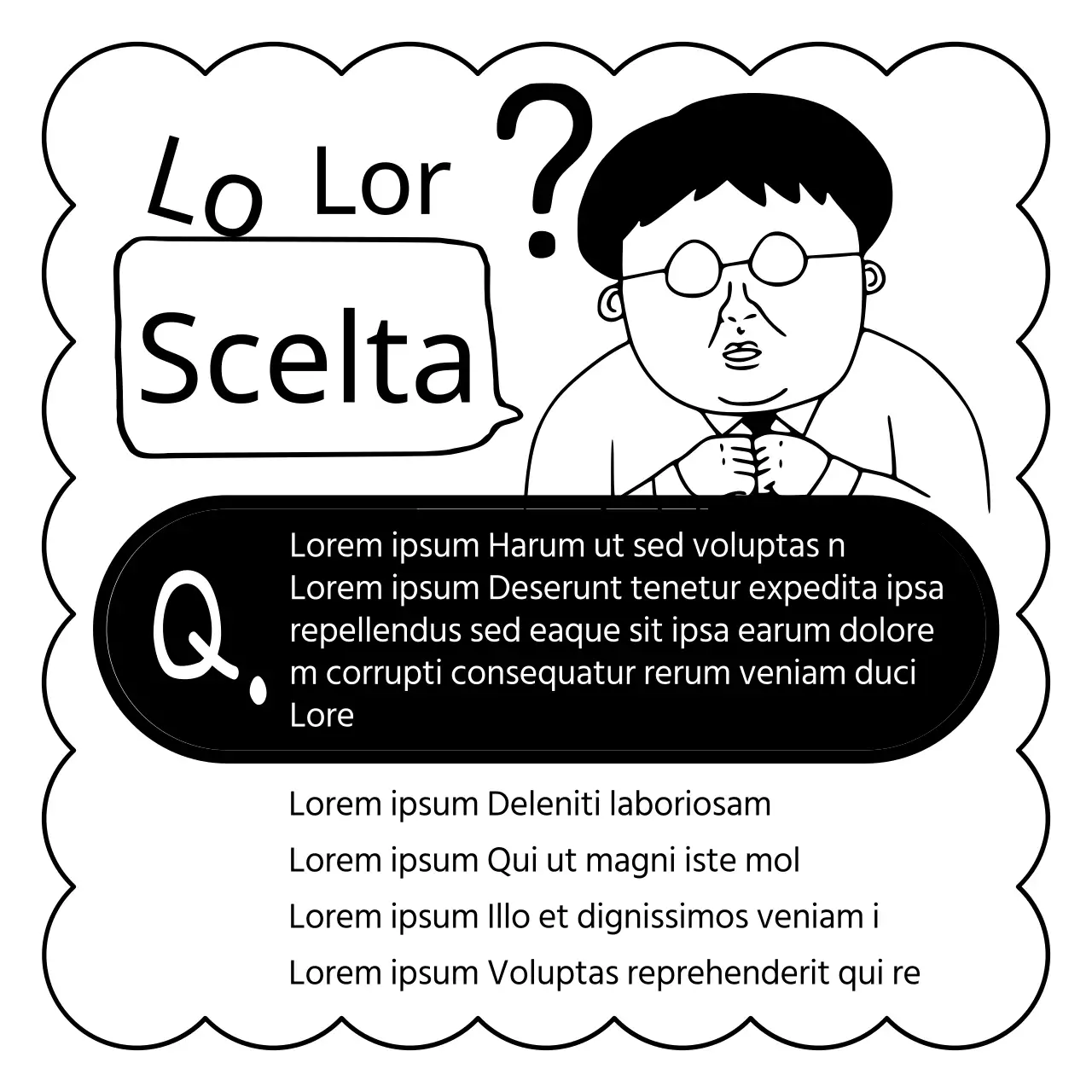 Pubblicità di prova in bianco e nero, nauseante