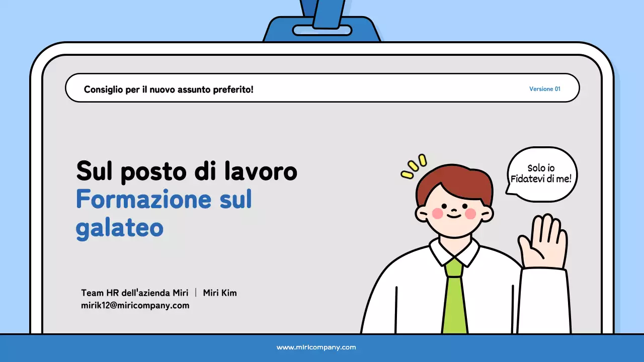 Un bel mazzo di formazione per neoassunti in azzurro e nero