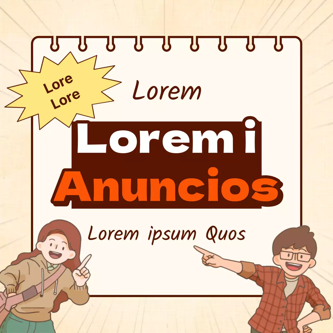 Anuncio de reunión del club retro naranja y beige