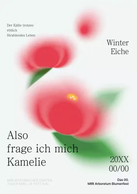 Werben Sie für das Kamelienfest mit einem schlichten rot-weißen Look