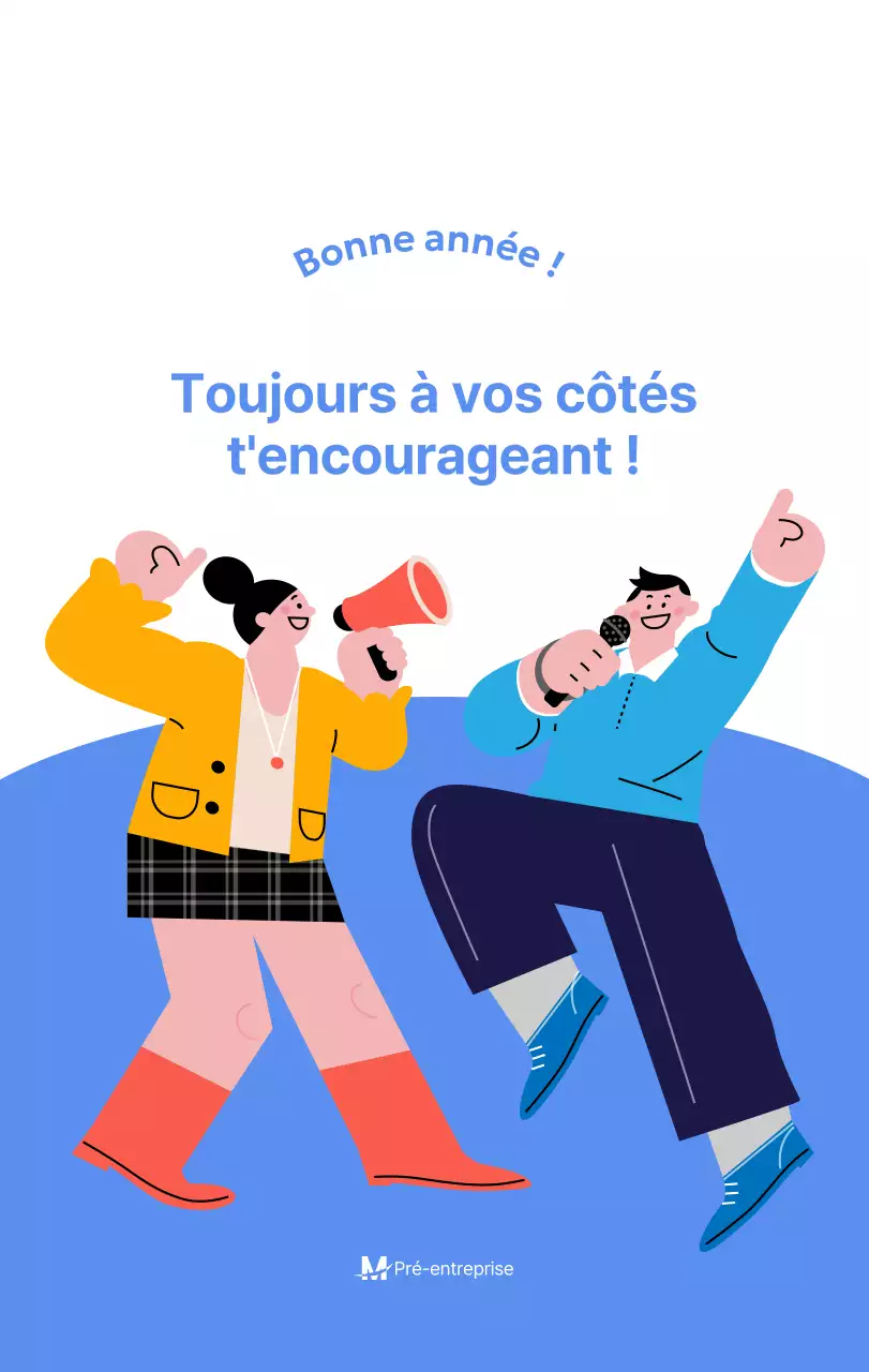 Calendrier de motivation avec des illustrations énergiques et des citations positives sur un fond bleu clair