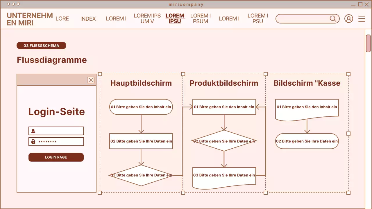 Einfaches Design für eine Webseite in Beige und Weiß