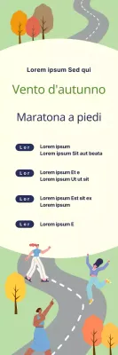 Banner per una maratona autunnale con personaggi femminili in viaggio.