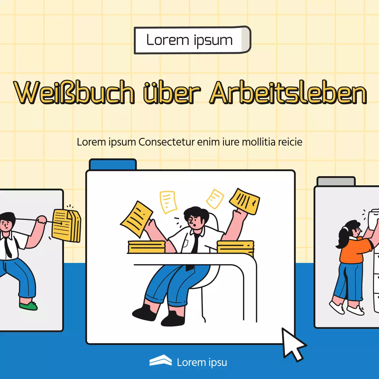 Bewerben Sie einfache Geschäftstipps in Blau und Gelb