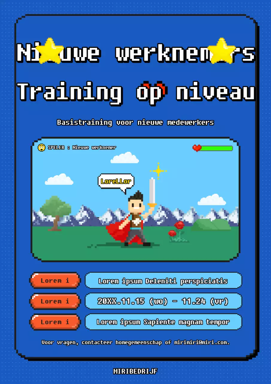 Retro aankondiging training nieuwe medewerkers in blauw en lichtblauw
