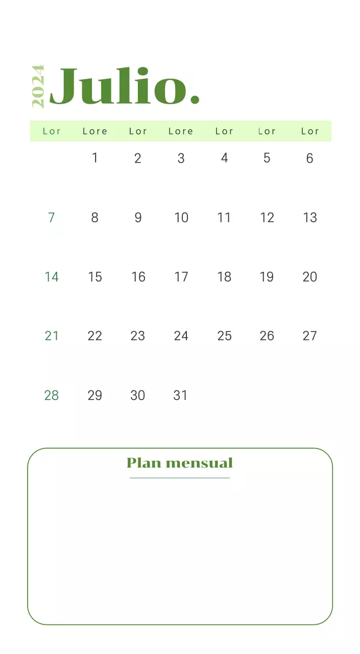 Calendario con ilustraciones juveniles sobre fondo amarillo y verde