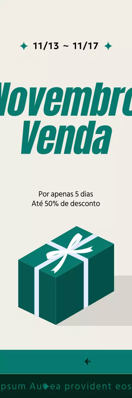 Promoção de novembro com um gráfico de caixa de oferta num esquema de cores verde profundo