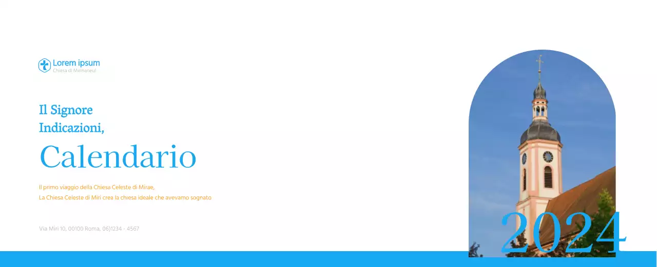 Calendario ecclesiastico blu di concezione moderna