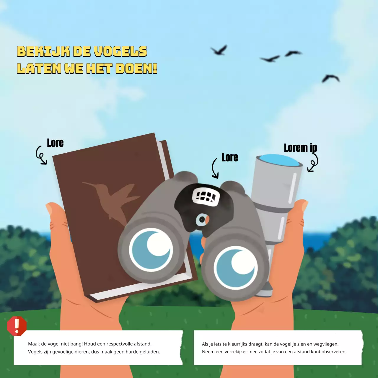 Tropische oktober Wereld Trekvogeldag leermiddelen in groen en lichtblauw