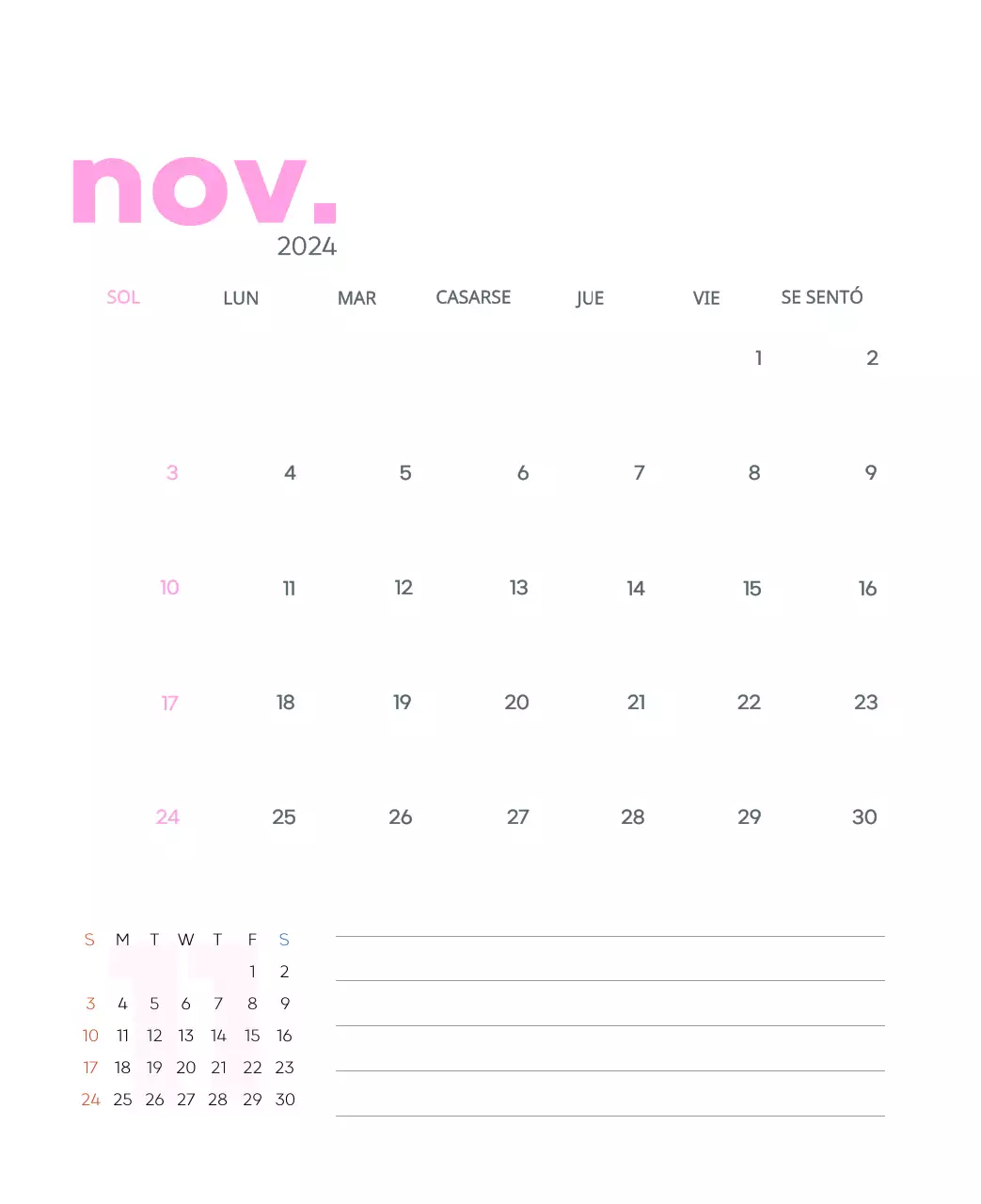 Calendario laboral con bellas ilustraciones