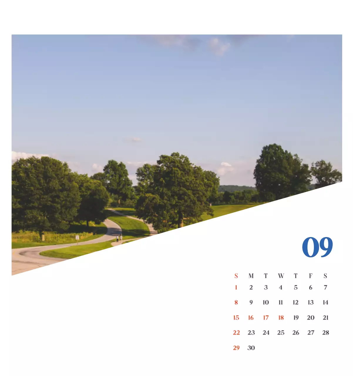 Calendario hospitalario con fotos de paisajes estacionales