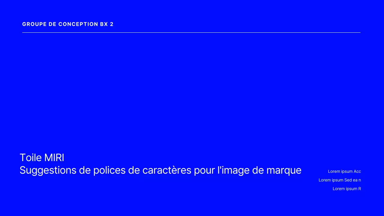 Une proposition de police de caractères simple en bleu.