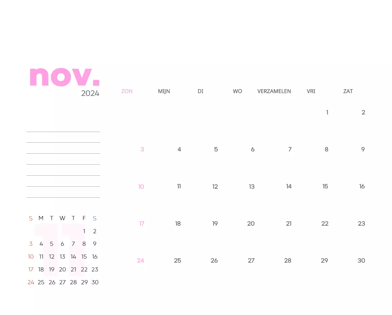 Werkkalender met prachtige illustraties