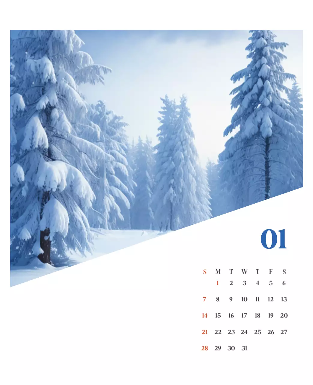 Calendario ospedaliero con foto di paesaggi stagionali