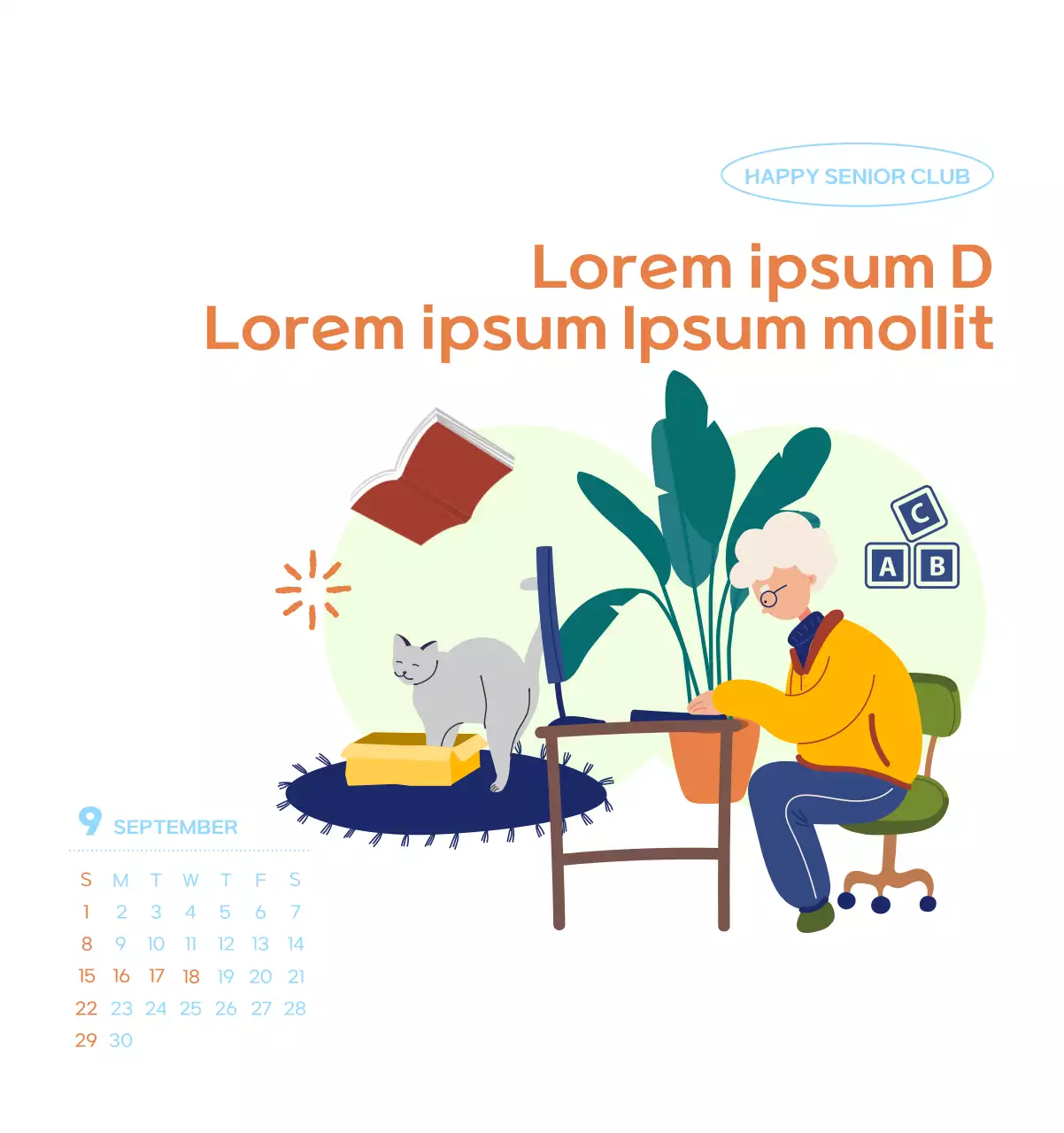Work calendar with beautiful illustrations