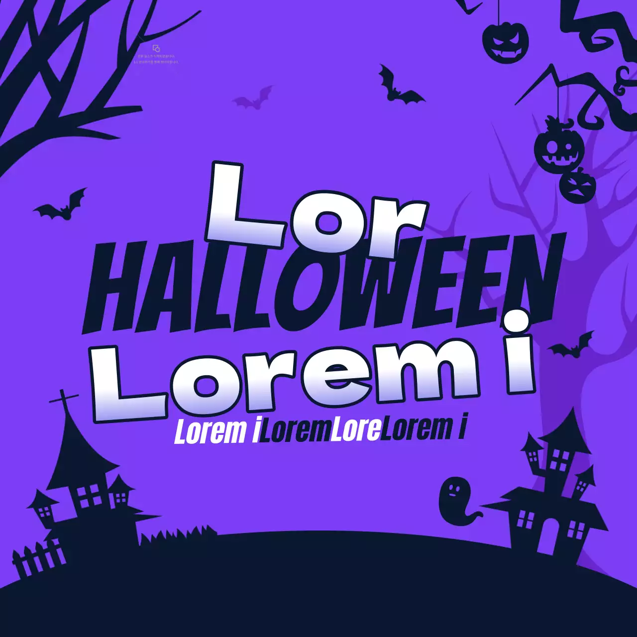 Ideias de decoração de Halloween com ilustrações de sombras planas em dois tons