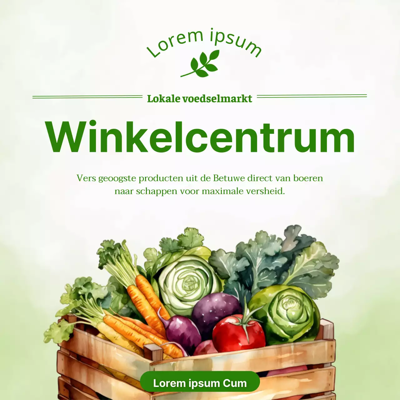 Lokaal voedsel promoten met groene aquarellen