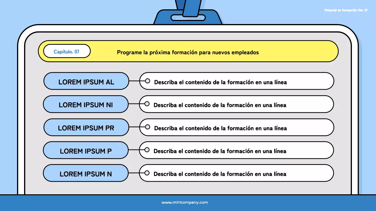 Una bonita cubierta de formación para nuevos empleados en azul claro y negro