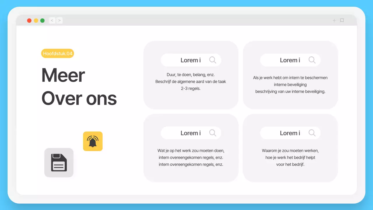 Eenvoudig browserframe in lichtblauw Bedrijfsprofiel