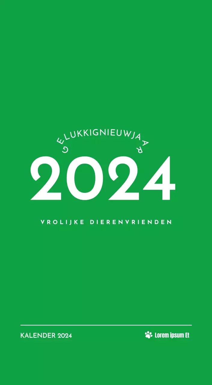 Een kalender met een afbeelding van een puppy en een schattige boodschap in groene accenten