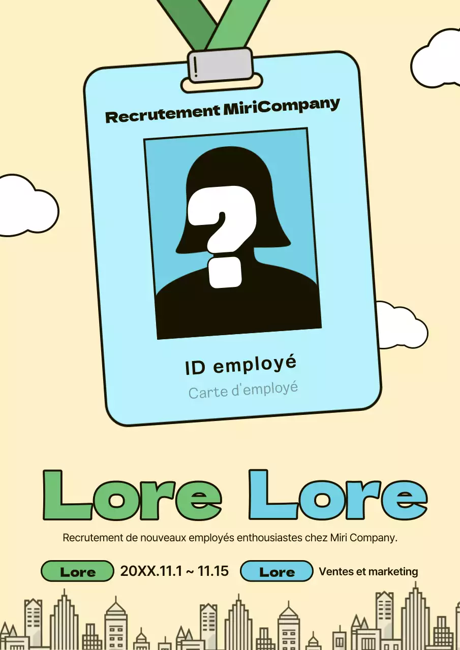 Une simple annonce de recrutement en vert et bleu clair