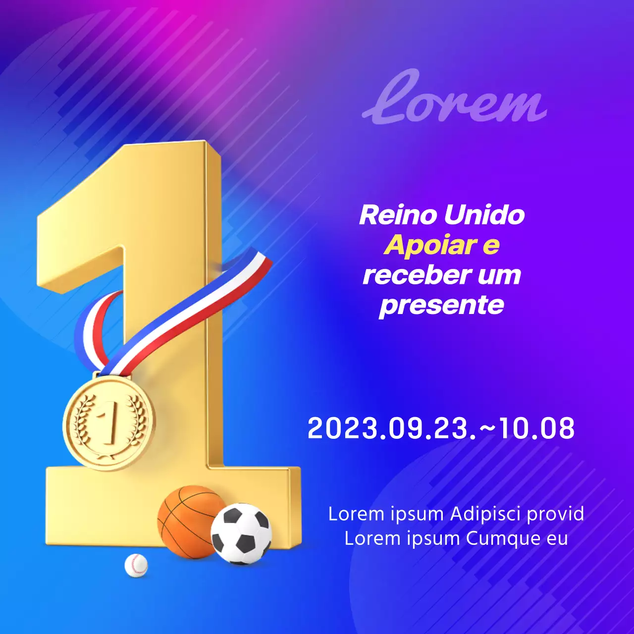 Promover o apoio aos Jogos Asiáticos modernos em roxo e azul