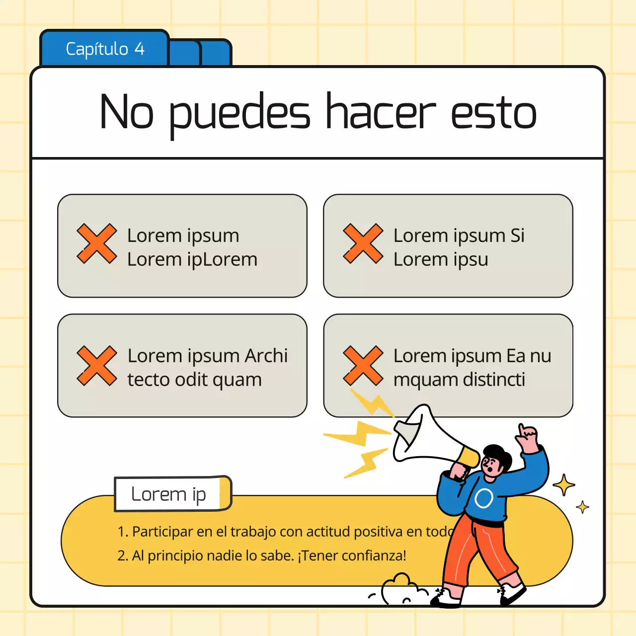 Promover consejos empresariales sencillos en azul y amarillo