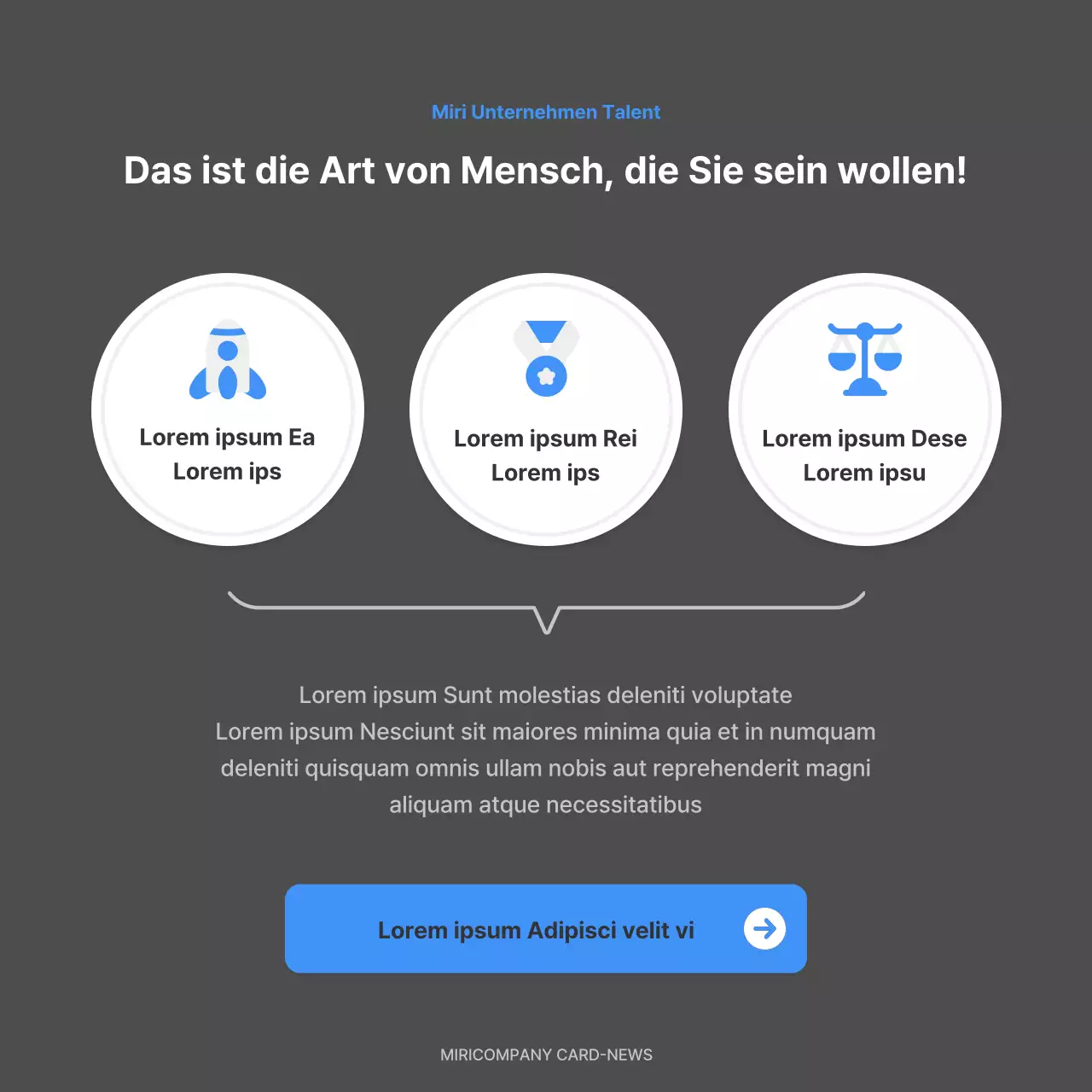 Eine einfache Stellenanzeige eines Unternehmens in Blau und Grau