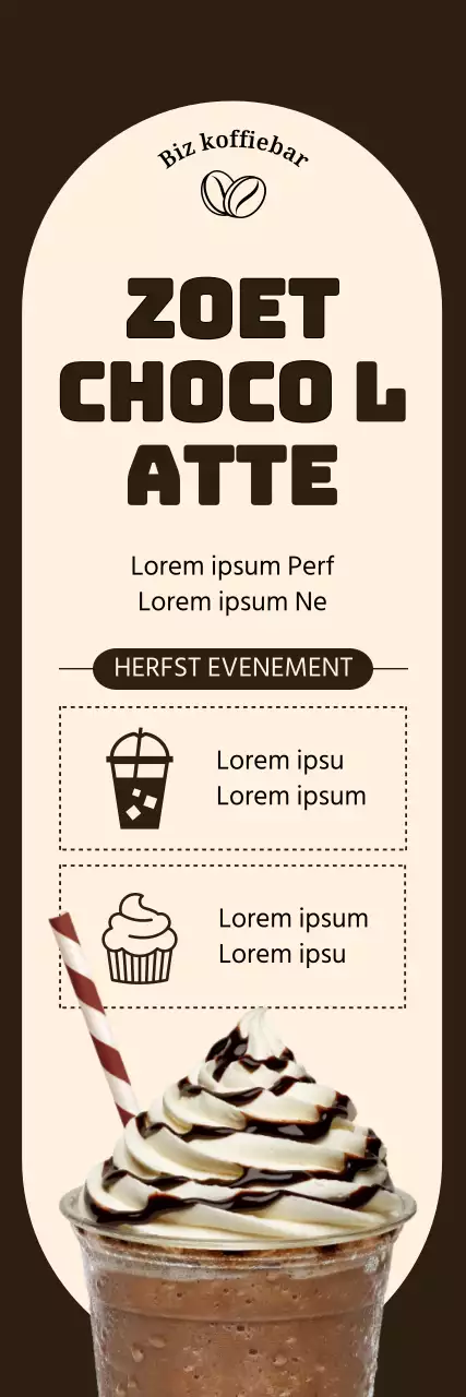 Chocolade banner met cirkelvormige rand met een lijst van herfst evenementen