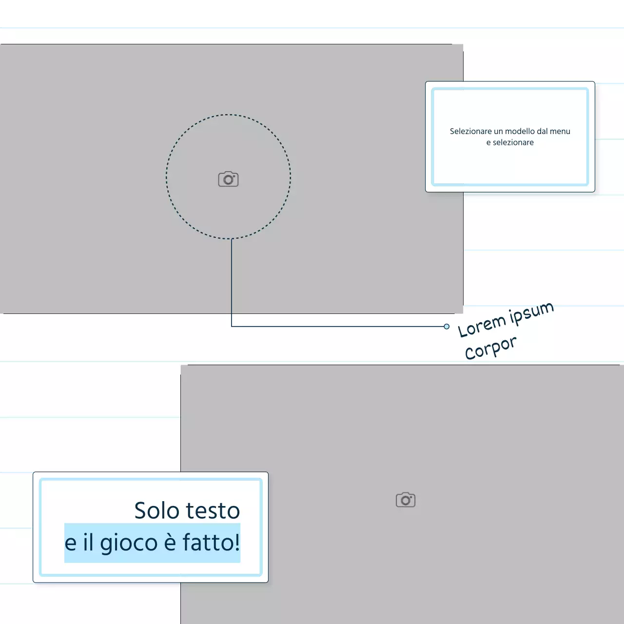 Un semplice brief di prodotto per lo storytelling in blu e azzurro