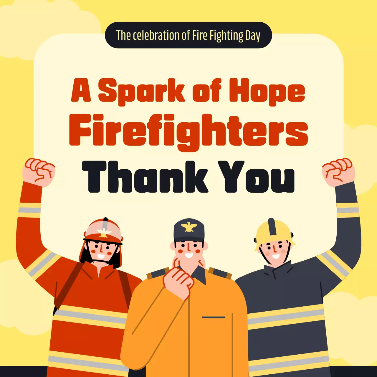 Yellow Simple Firefighters Announcement Social Media Post