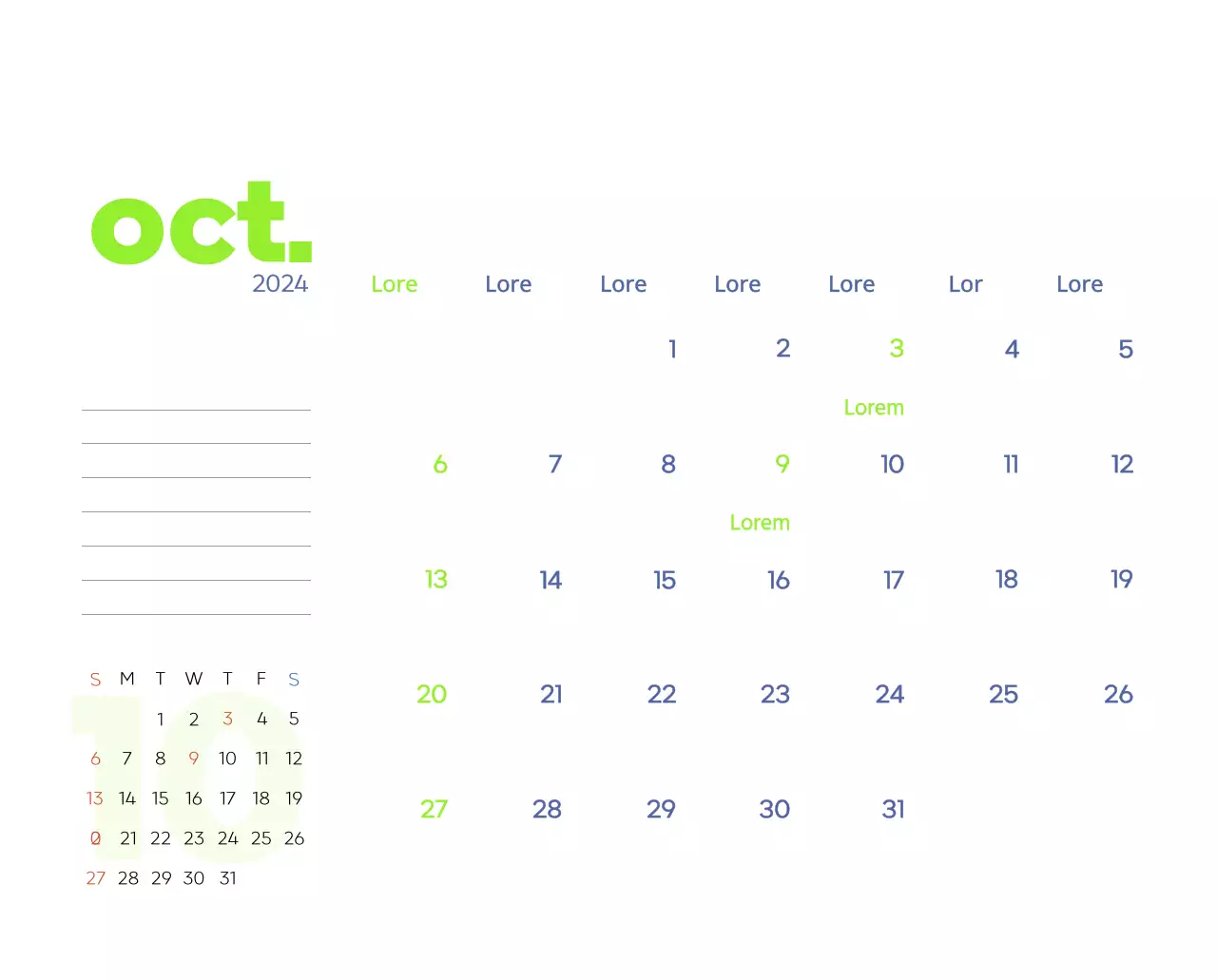 Calendario laboral con bellas ilustraciones