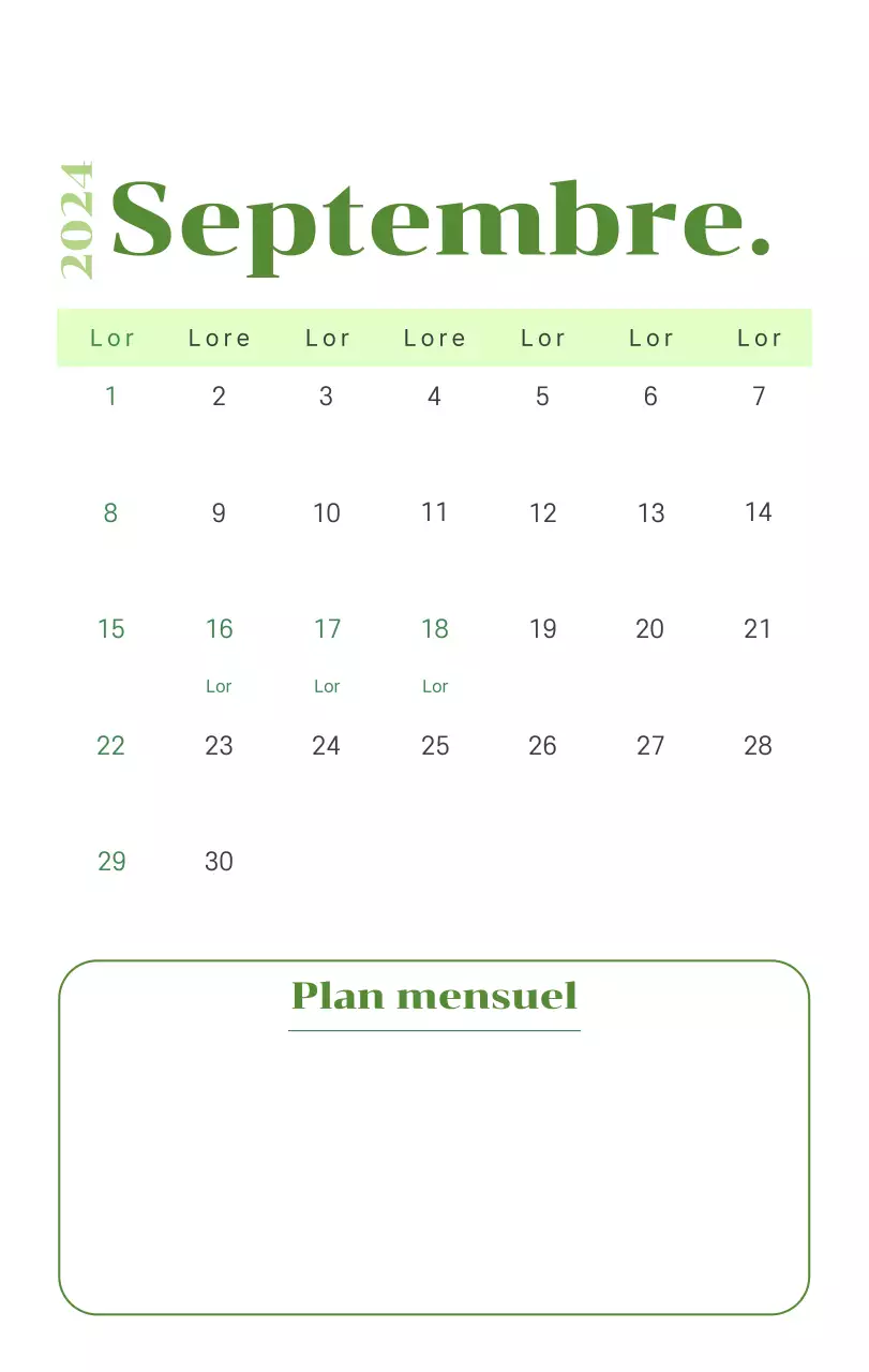 Calendrier avec illustrations de jeunes sur fond jaune et vert