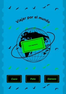 Una funda de viaje azul minimalista con aves migratorias