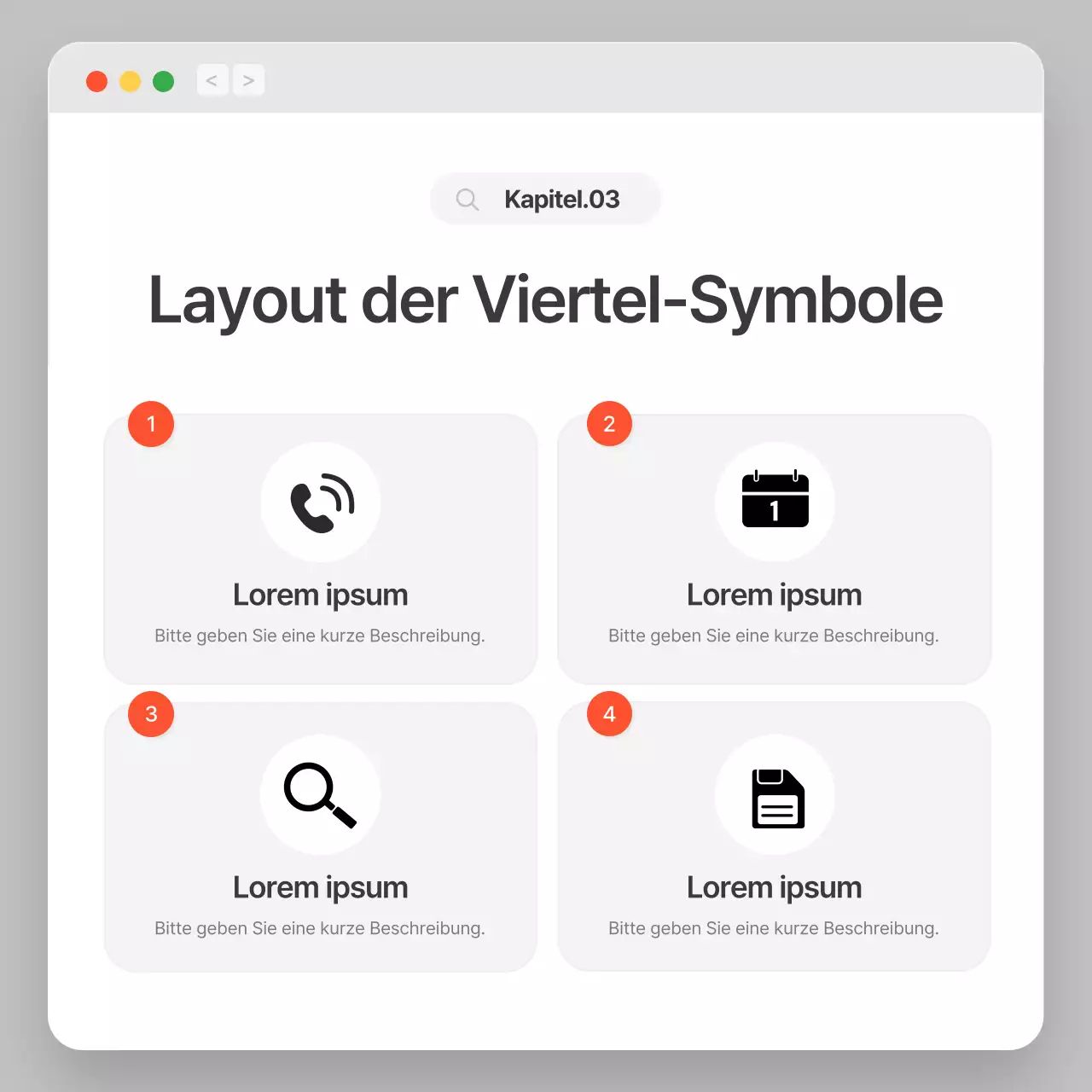 Unternehmensprofil mit einem einfachen grau-weißen Browserkonzept