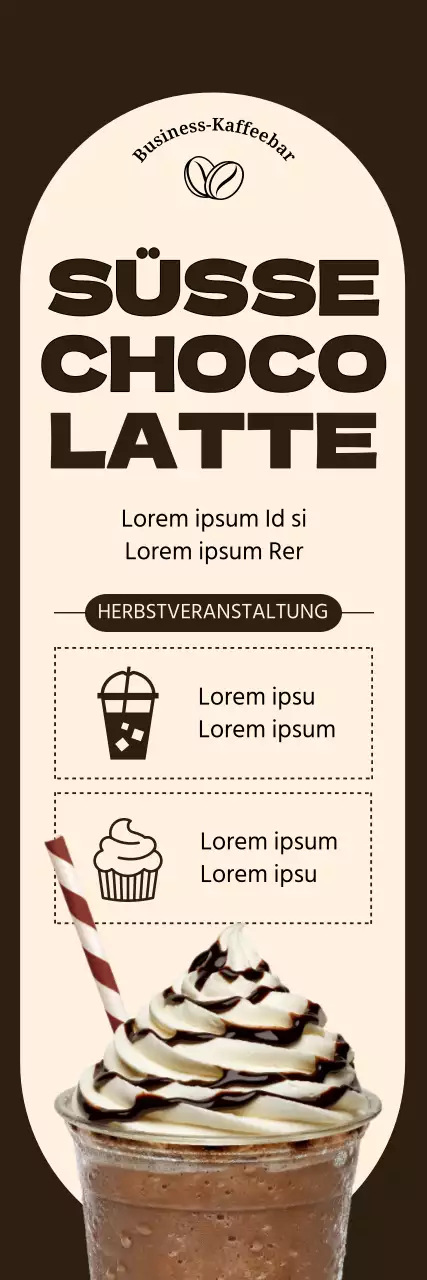 Schokoladenbanner mit kreisförmigem Rand mit einer Liste von Herbstveranstaltungen